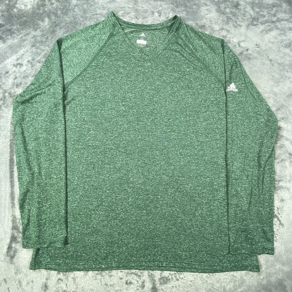 Adidas‎ Shirt Mens XL Green Long Sleeve Climalite Compression Base Layer Top